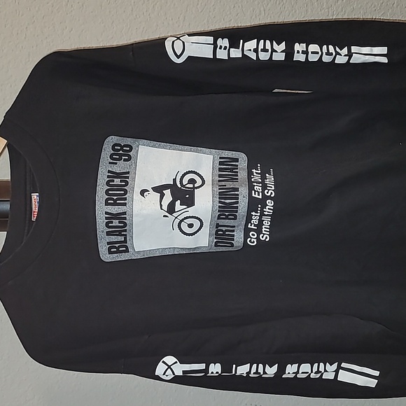 Vintage Hanes Beefy Black Long Sleeve Tee Black Rock 98 Dirt Bikin' Man Size XXL - Picture 1 of 9